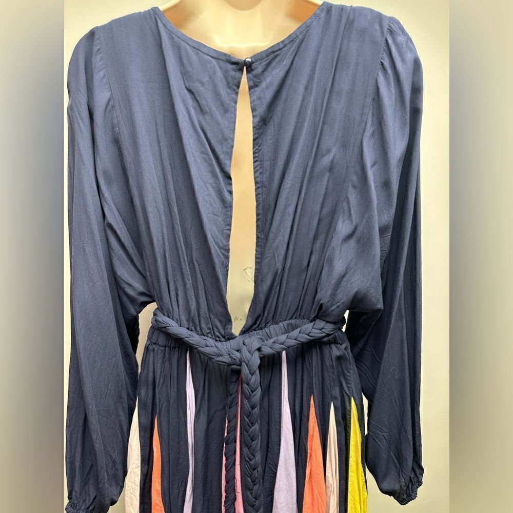 L’ATISTE Rainbow Pleated Mini Dress Size M NWT Colorblock Skater Dress - Picture 7 of 10